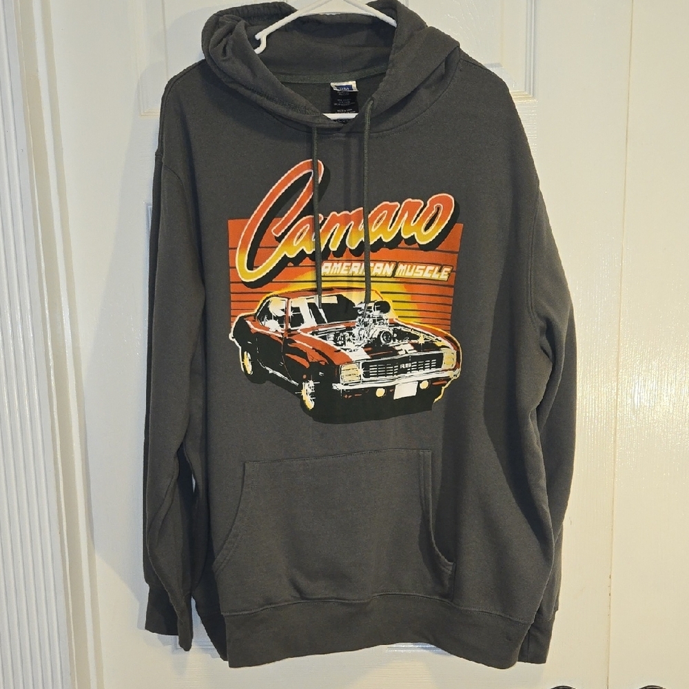 Green Retro Sweatshirt Hoodie, CAMARO AMERICAN MUSCLE